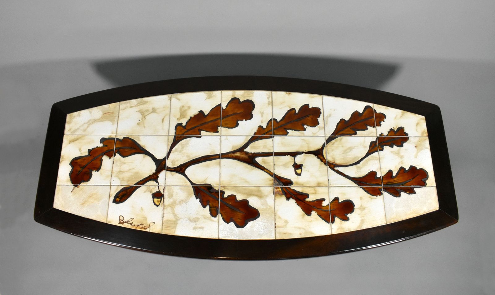 1970s French Designer Coffee Table With Tiled Signed Top photo 382.5