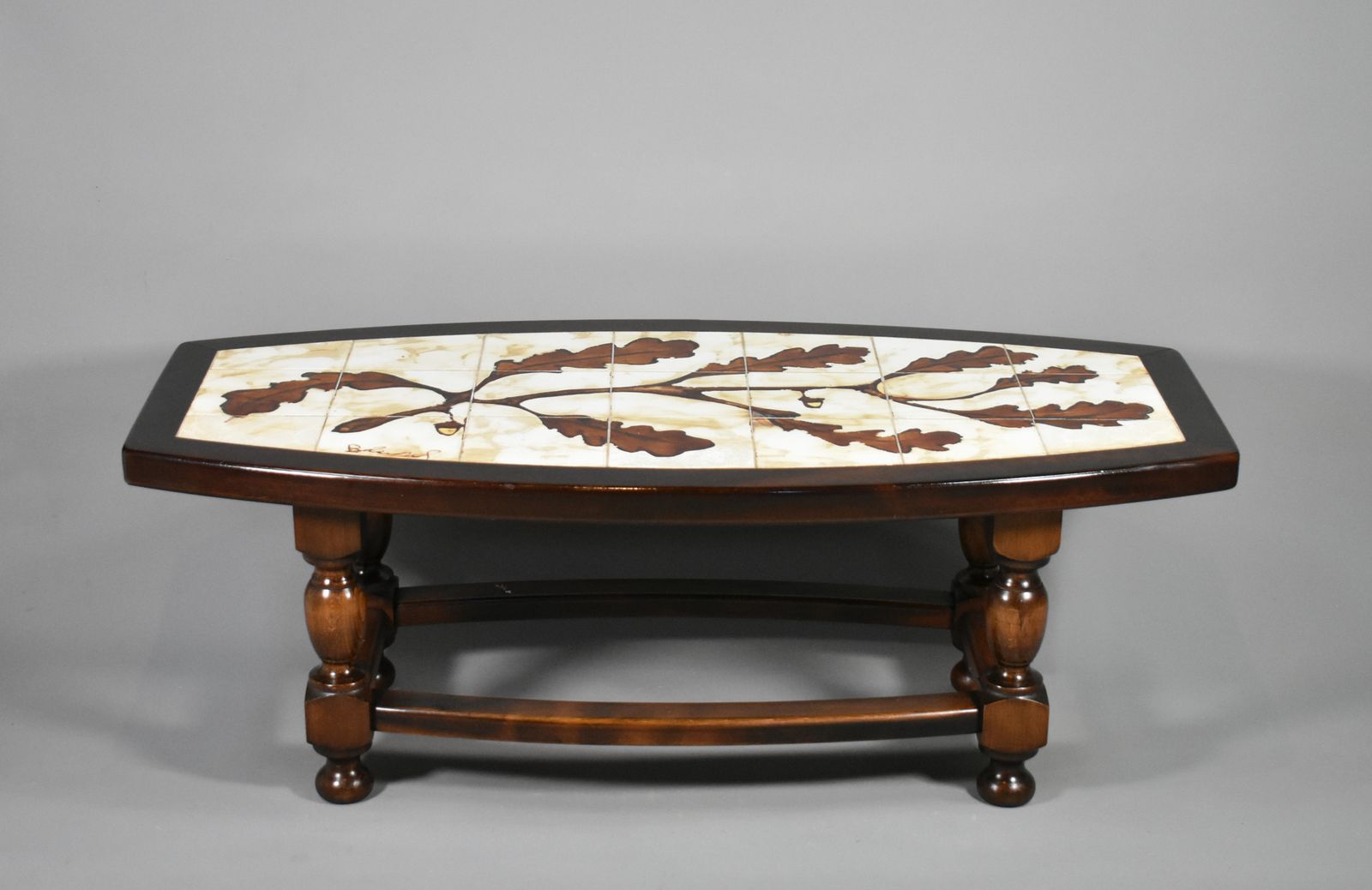 1970s French Designer Coffee Table With Tiled Signed Top