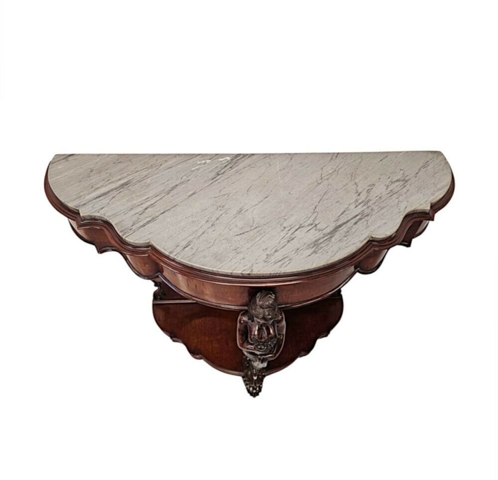 A Very Rare And Impressive Pair Of Tall 19th Century Marble Top Country House Console Tables photo Furniture