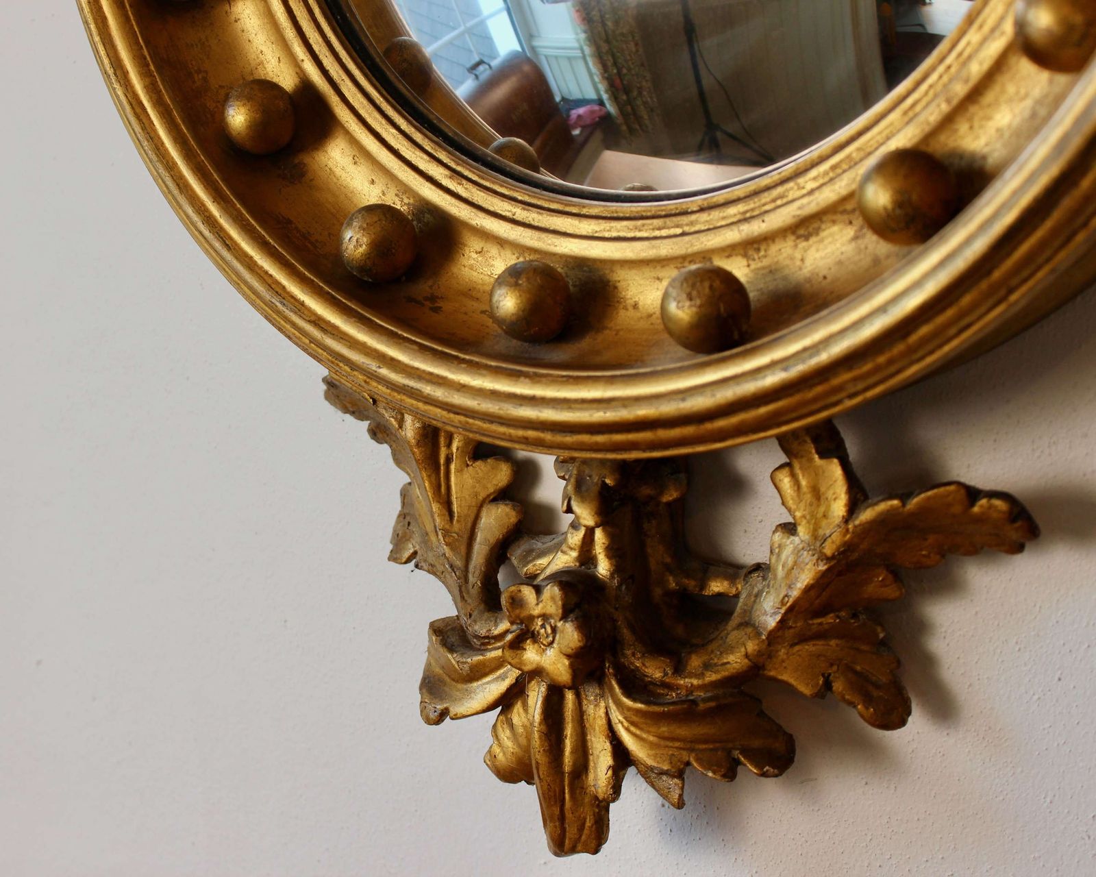 Convex Wall Mirror, 1800s, Antique photo 750.0