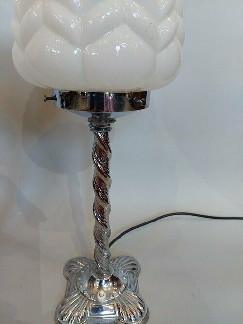 Pair Of Art Deco Chrome Twist Lamps photo for sale