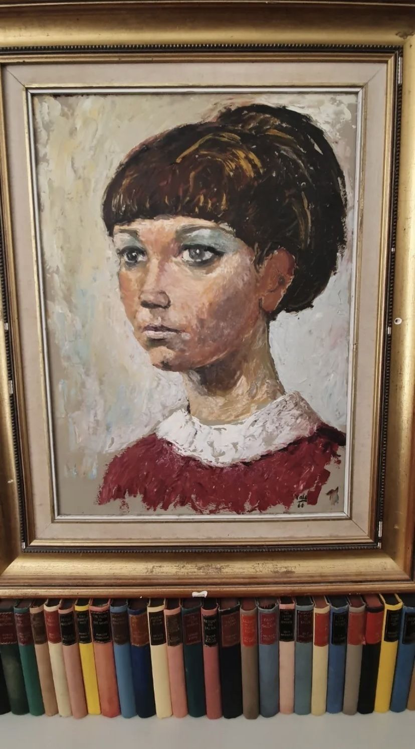 Portrait Oil On Canvas In Frame Signed By Artist Vale. photo furniture