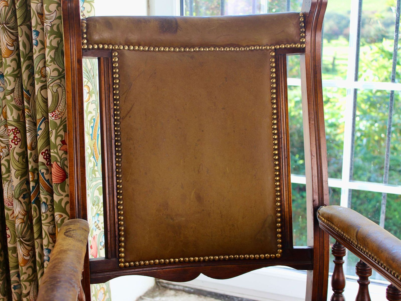 Edwardian Mahogany Framed Leather Rocking Chair photo buy
