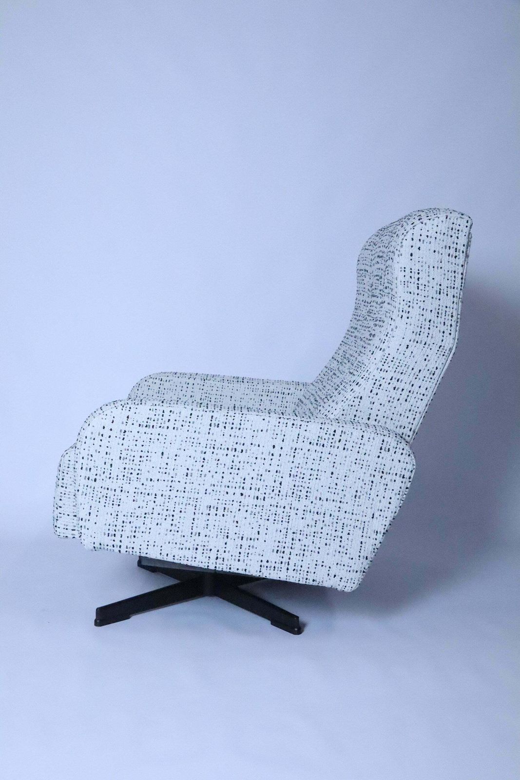 Vintage Armchair Swivel Black & White Bouclé  Metal Leg Design Chairs