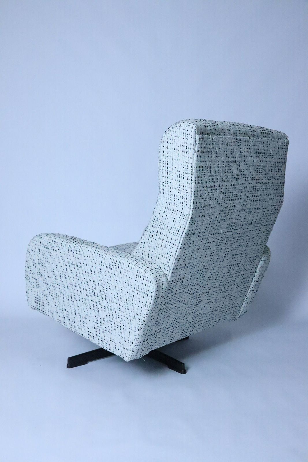 Vintage Armchair Swivel Black & White Bouclé  Metal Leg Design Chairs photo Furniture