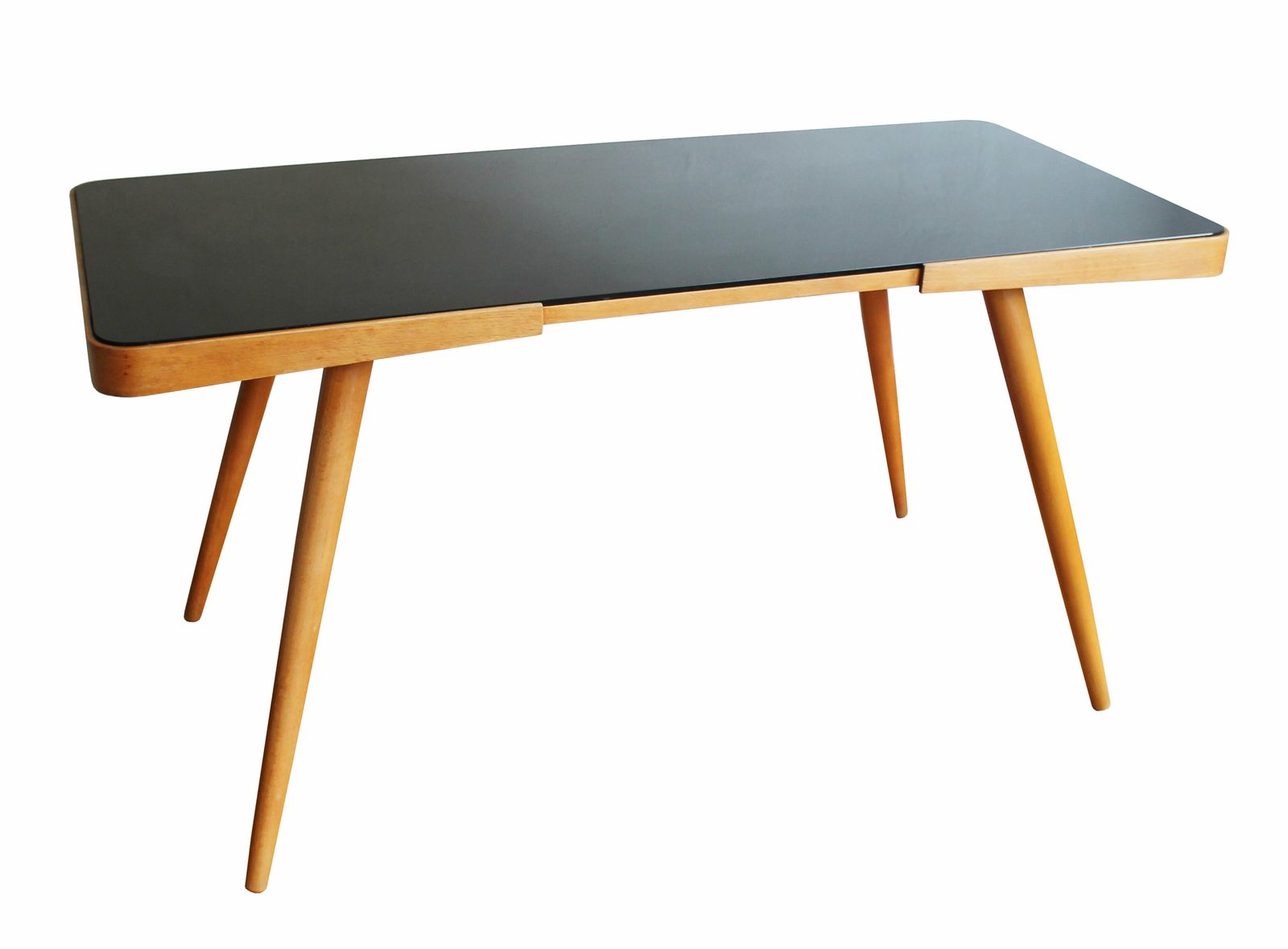 1960's Mid Century Coffee Table With A Black Opaxite Glass By Jiri Jiroutek
