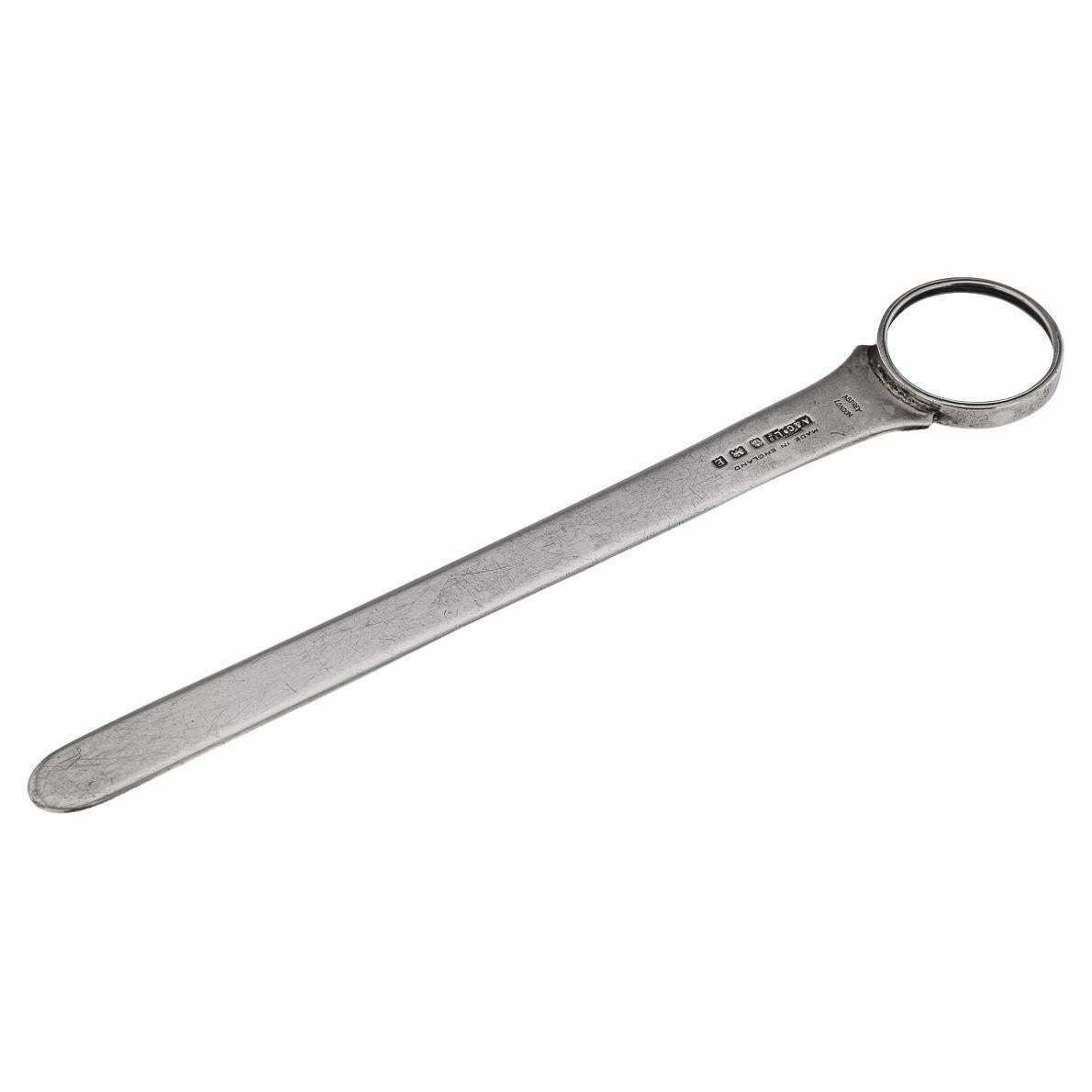 20th Century British Solid Silver Magnifying Glass & Ruler, Asprey, C.1929