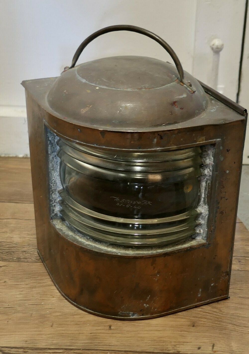 Well Weathered Ships Copper Navigation Light. photo furniture