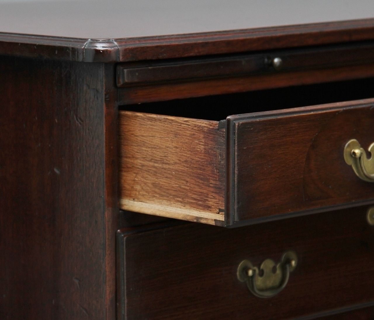 18th Century Mahogany Chest With Brushing Slide photo vintage