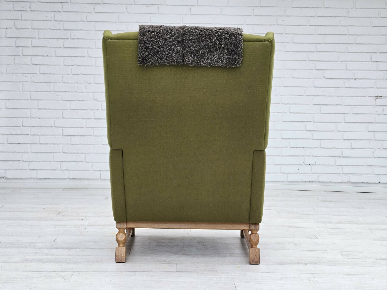 1970s, Danish Highback Armchair, Wool, Oak, Original Very Good Condition. photo buy