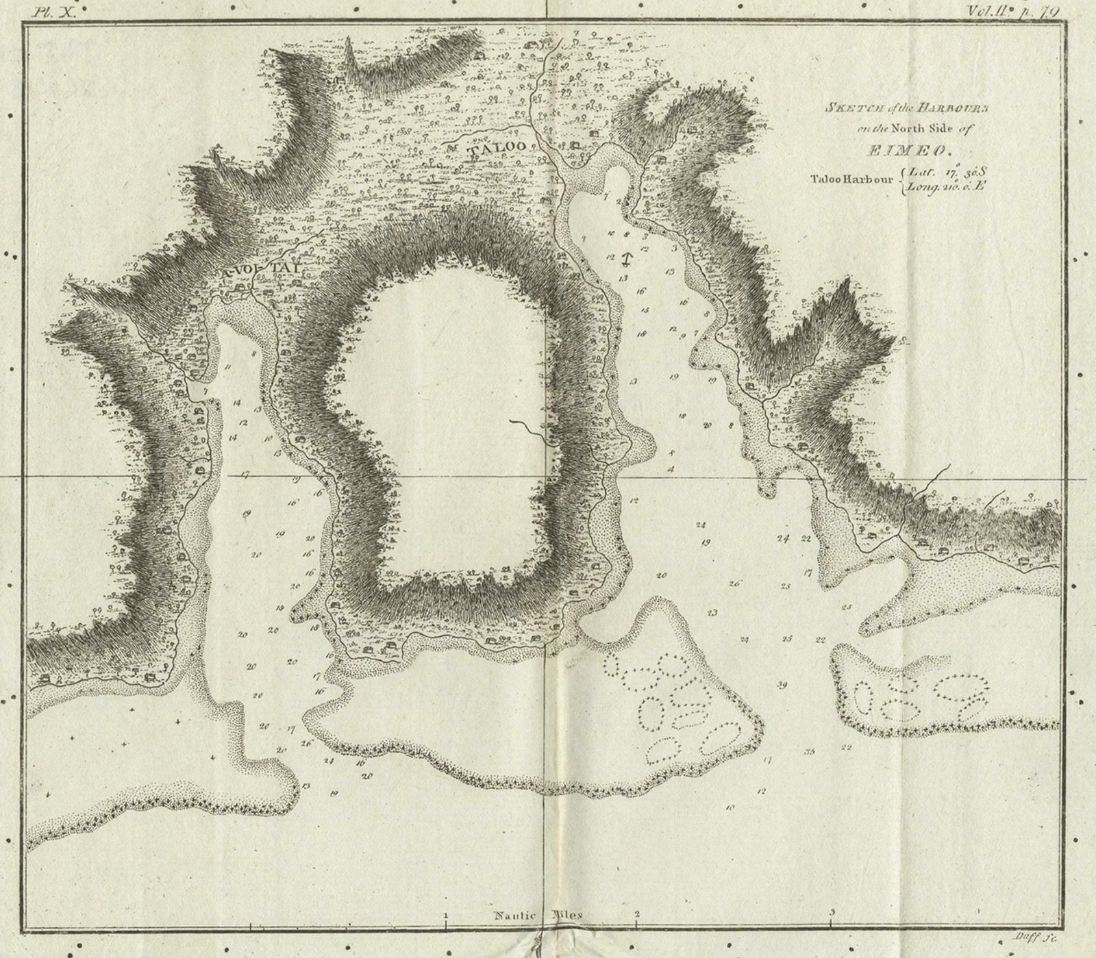 Antique Plan Of The Harbour Of Taloo By Cook, C.1781 photo for sale
