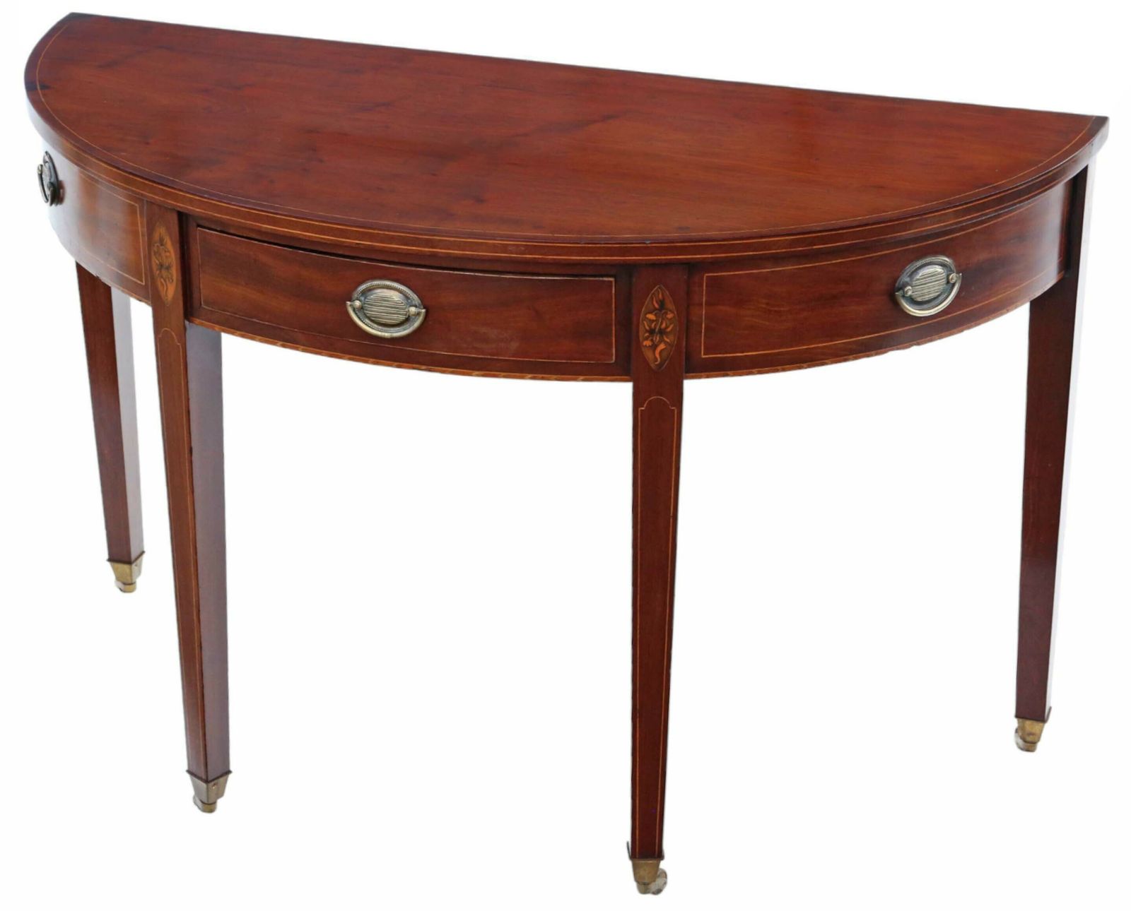Antique Early 19th Century Inlaid Mahogany Demi Lune Console Table photo 1495.0