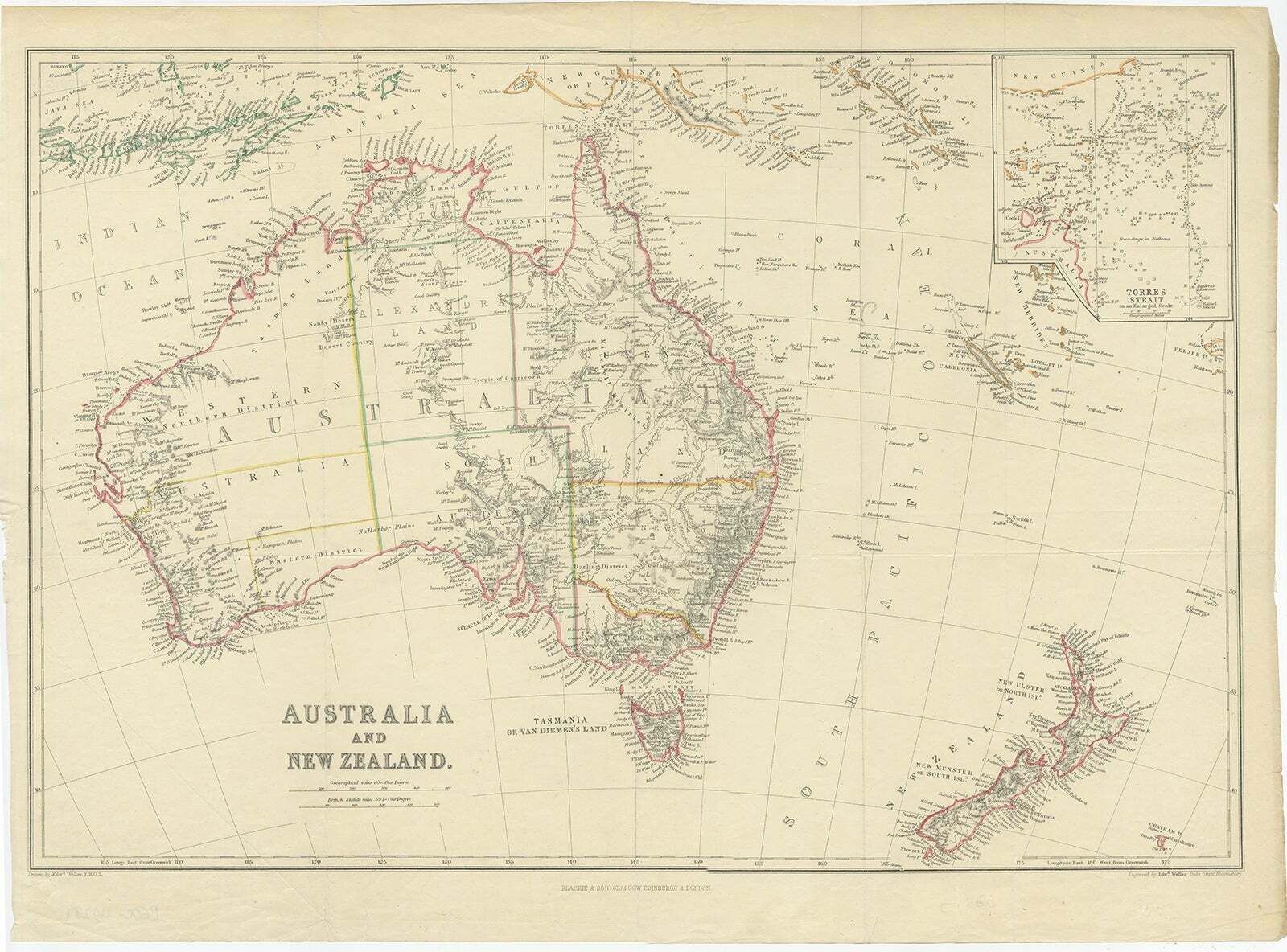 Antique Map Of Australia And New Zealand, C.1860 photo furniture