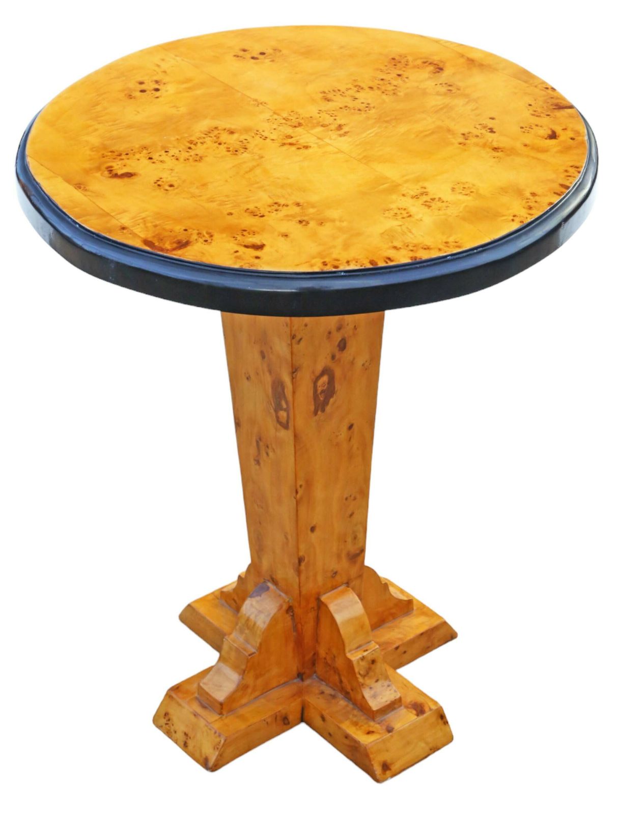 Vintage Late 20th Century Burr Yew Pedestal Lamp Or Side Table photo for sale