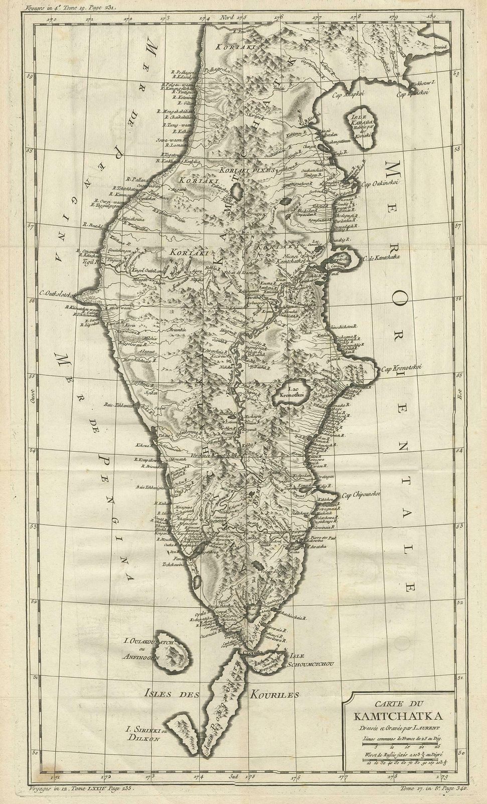 Antique Map Of Kamchatka By Bellin, '1757' photo furniture