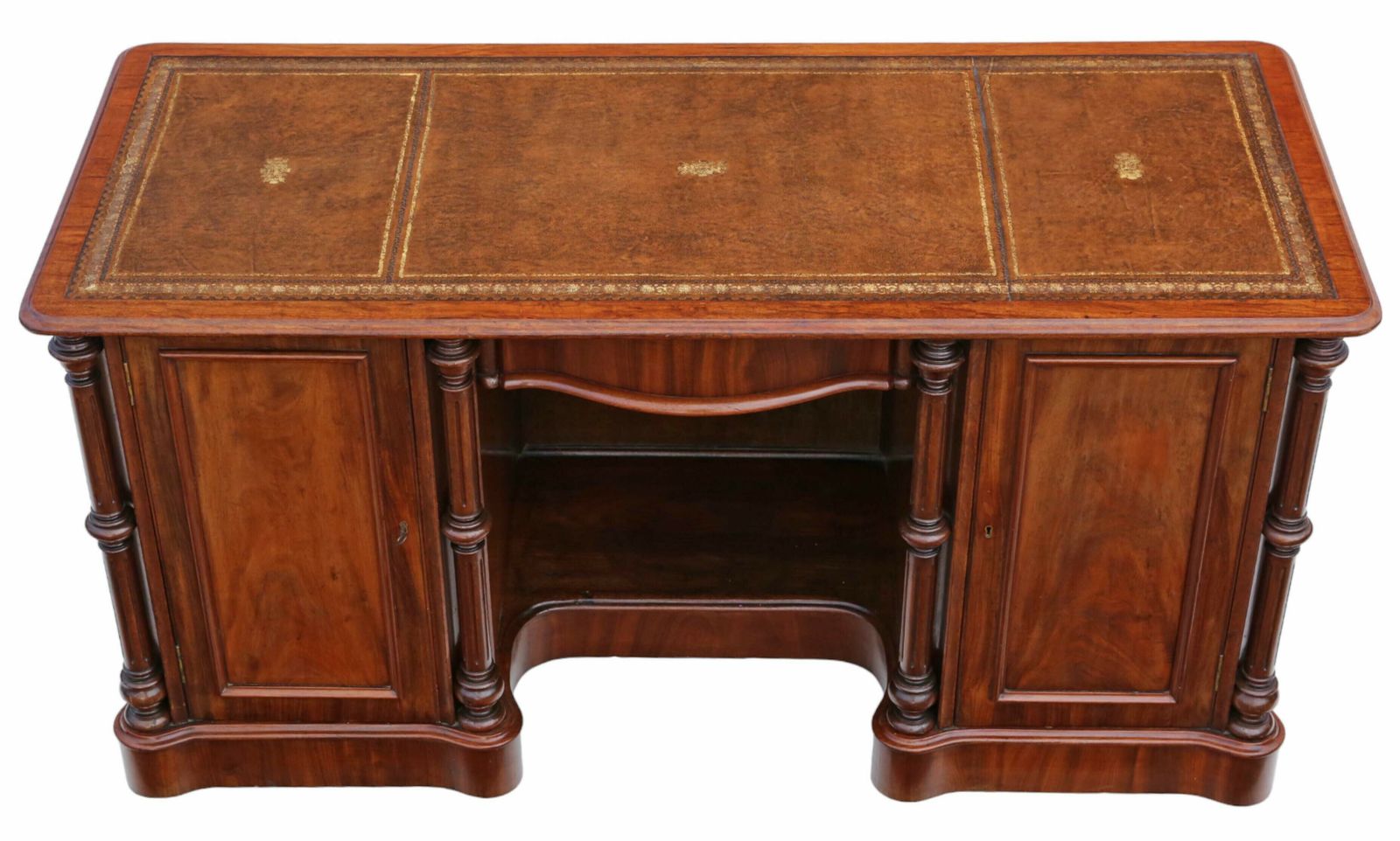 Antique Fine Quality Large 19th Century Mahogany Twin Pedestal Desk, Dressing Or Writing Table photo furniture