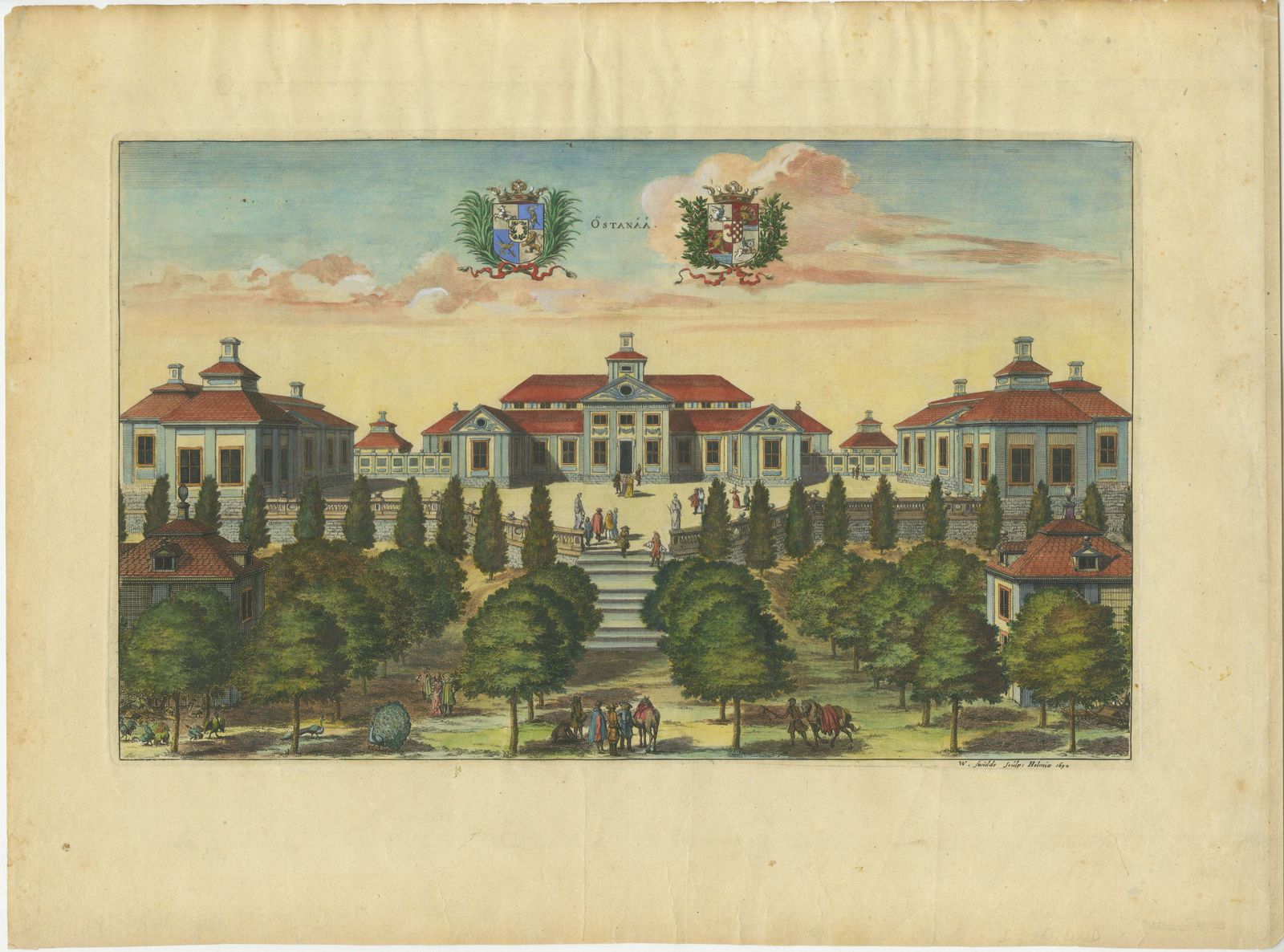 Baroque Splendor: The östanå Manor In Gränna, 1692 Swidde Engraving photo furniture