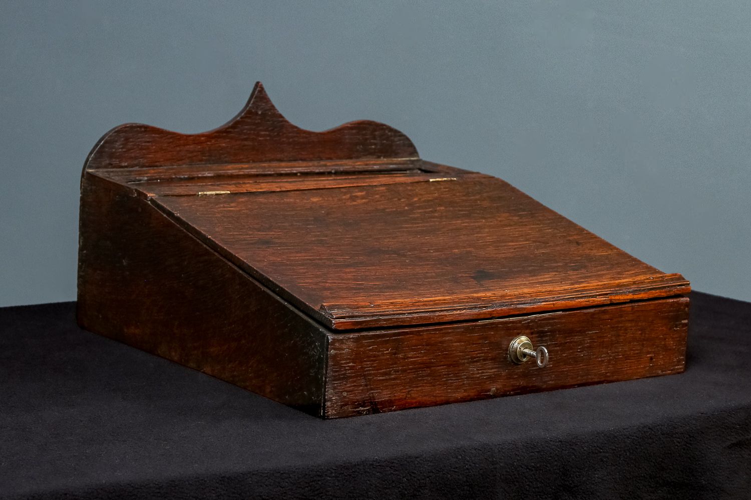 Small English 18th Century Georgian Oak Sloped Writing / Stationery / Letter Box / Chest (Circa 1790) photo Home Decor