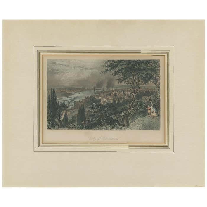 Antique Print Of The City Of Cincinnati By Appleton, 1872