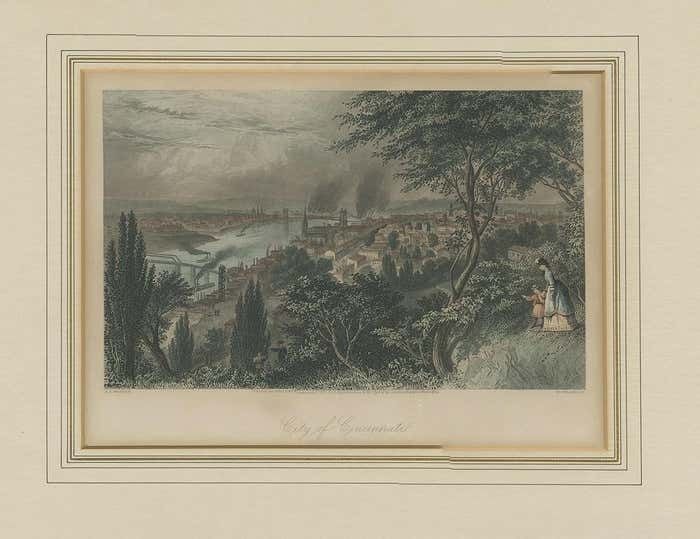 Antique Print Of The City Of Cincinnati By Appleton, 1872 photo furniture
