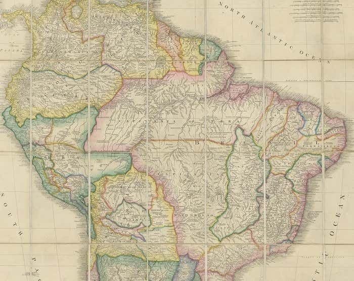 Antique Map Of South America By Wyld, Circa 1850 photo for sale