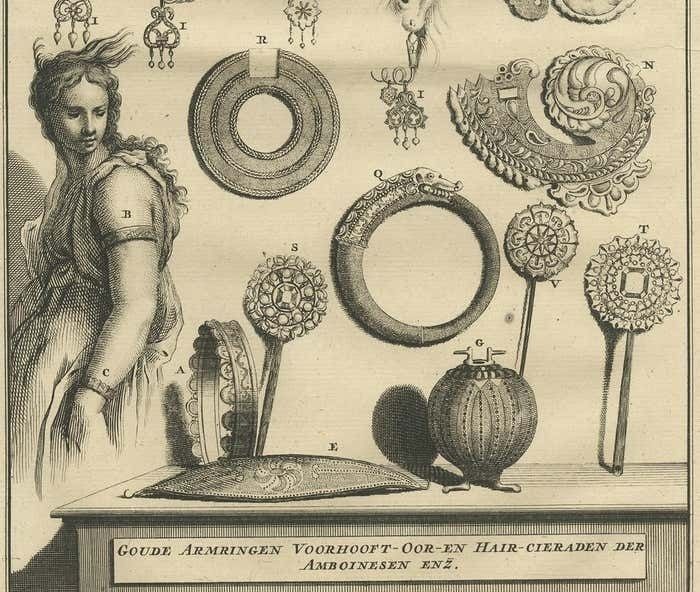 Antique Print Of Ambonese Jewelry By Valentijn, 1726 photo Art