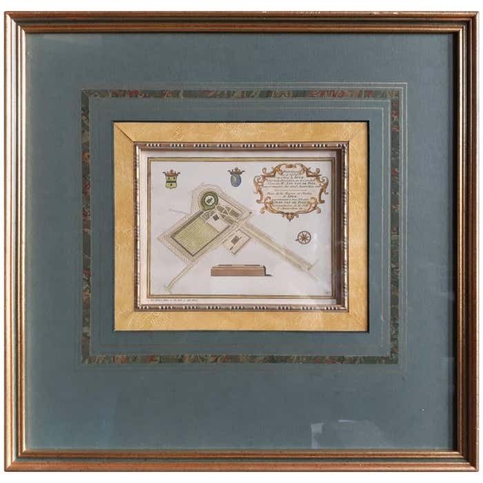 Antique Plan Of The Residence Of The Mayor Of Amsterdam By H. De Leth Circa 1732