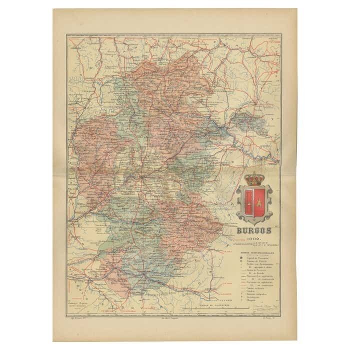 Burgos 1902: Geographic Map Of Castile's Historic Heartland In Spain