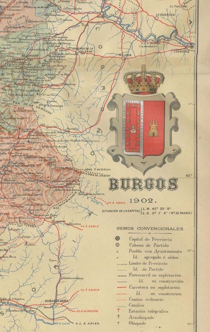 Burgos 1902: Geographic Map Of Castile's Historic Heartland In Spain photo 315.0