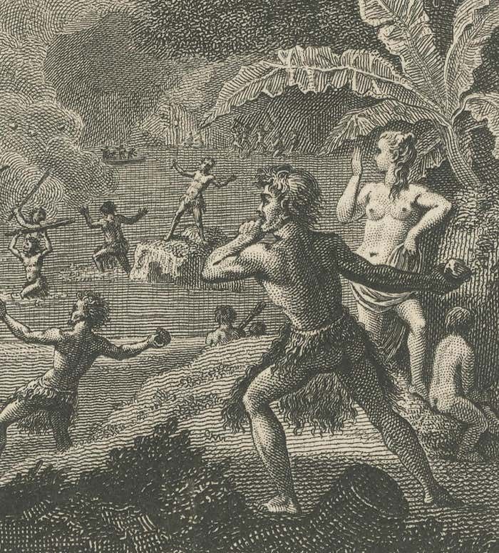 Confrontation And Culture: Samoan Warrior Engagement, Published In 1820 photo for sale