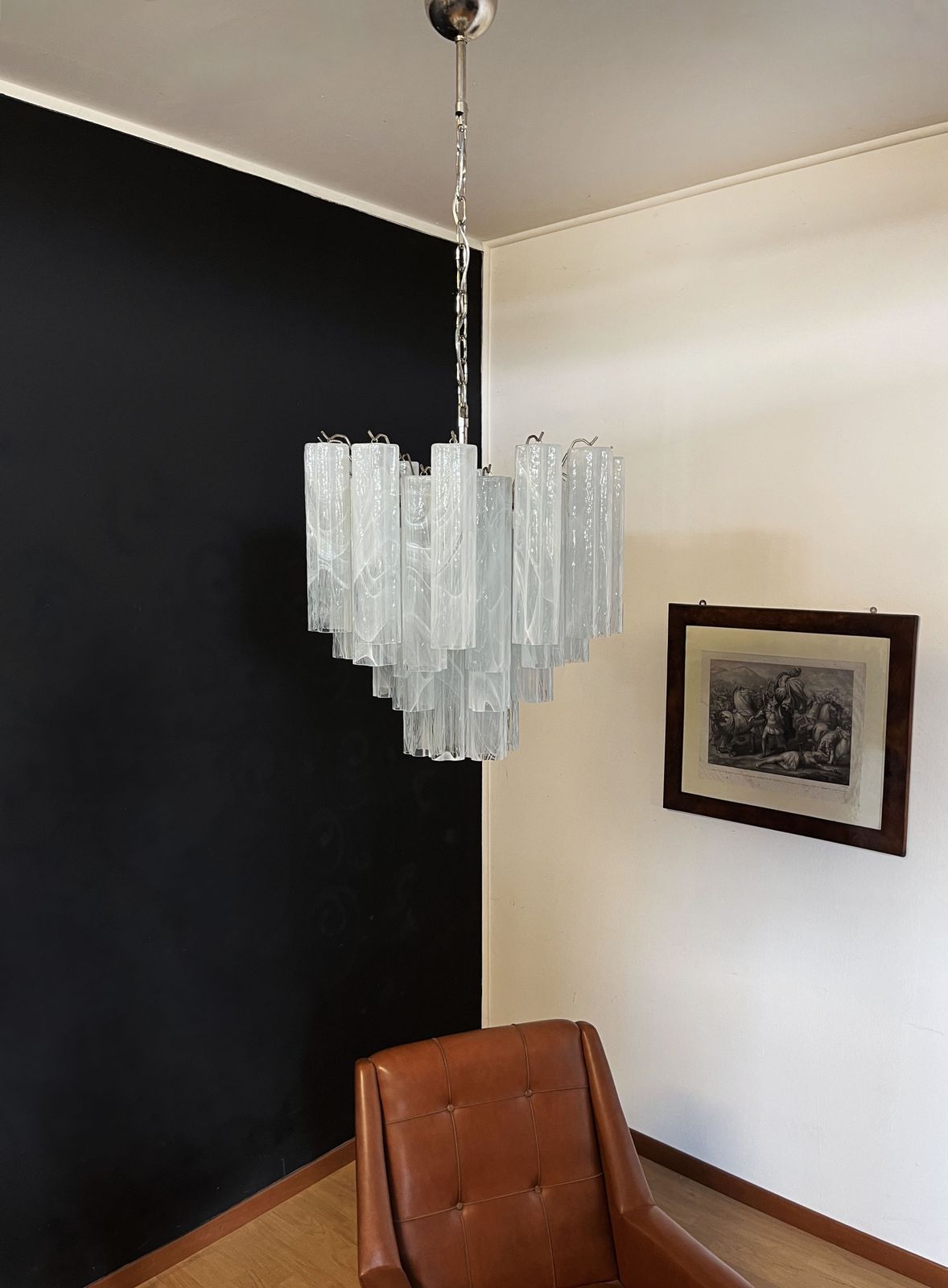 Fantastic Glass Tube Chandelier   36 Alabaster White Glasses photo for sale