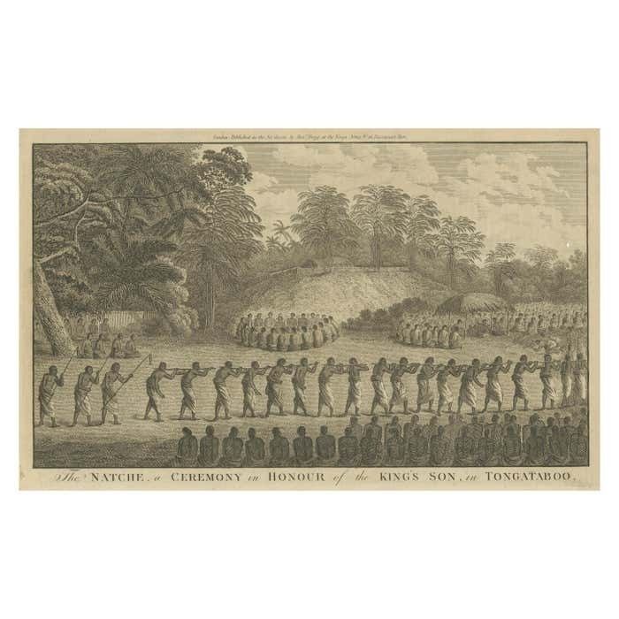 Royal Celebration In Tongatapu: The Natche Ceremony Engraved In Circa 1785