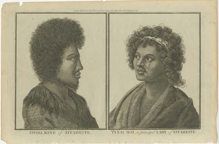 Sovereign Profiles: King Otoo And Lady Tynai Mai Of Tahiti, Published In Ca.1785 photo furniture