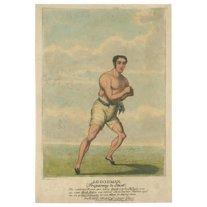 Antique Sports Print Of J. Goodman 'Runner' By S.W. Fores, 1826