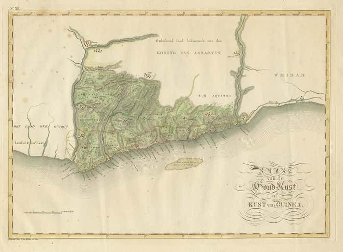 Antique Map Of The Dutch Gold Coast In Africa By Van Den Bosch '1818 photo furniture