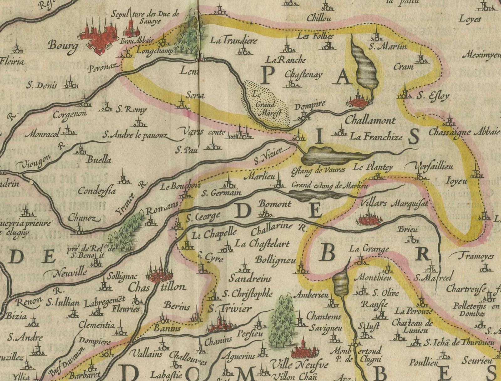 The Principality Of Dombes: A 17th Century Cartographic Jewel By Jan Jansson photo for sale