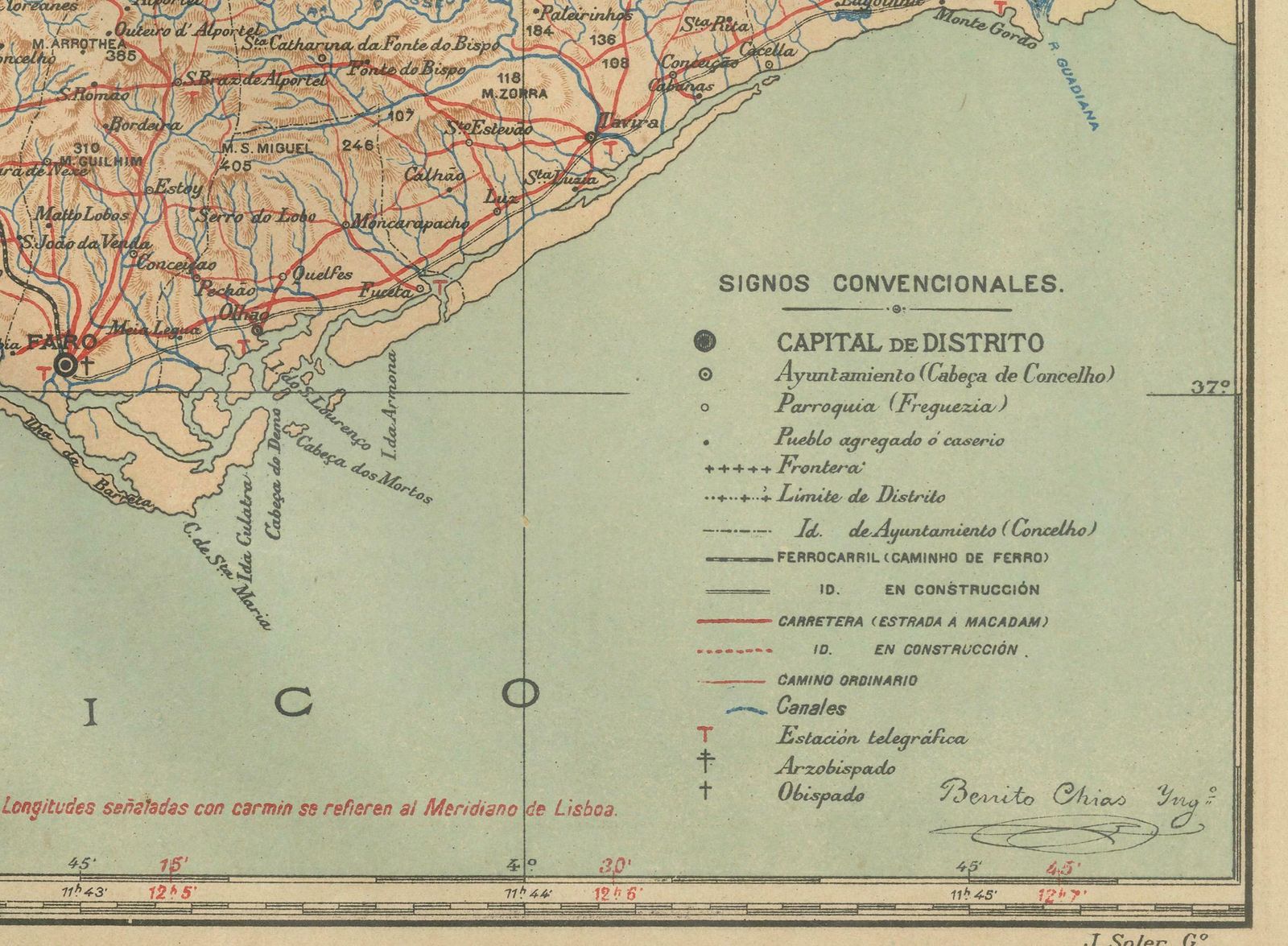 Algarve: A Tapestry Of Sea And Sunlight In An Antique Map, 1903 photo for sale