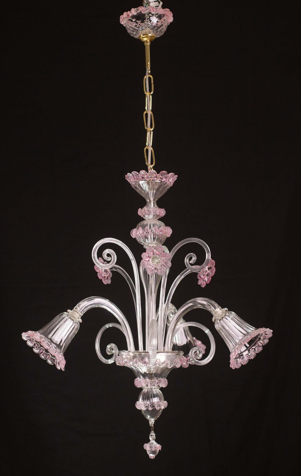 Lovely Venetian Chandelier, Pink Murano Glass, 1950s photo for sale