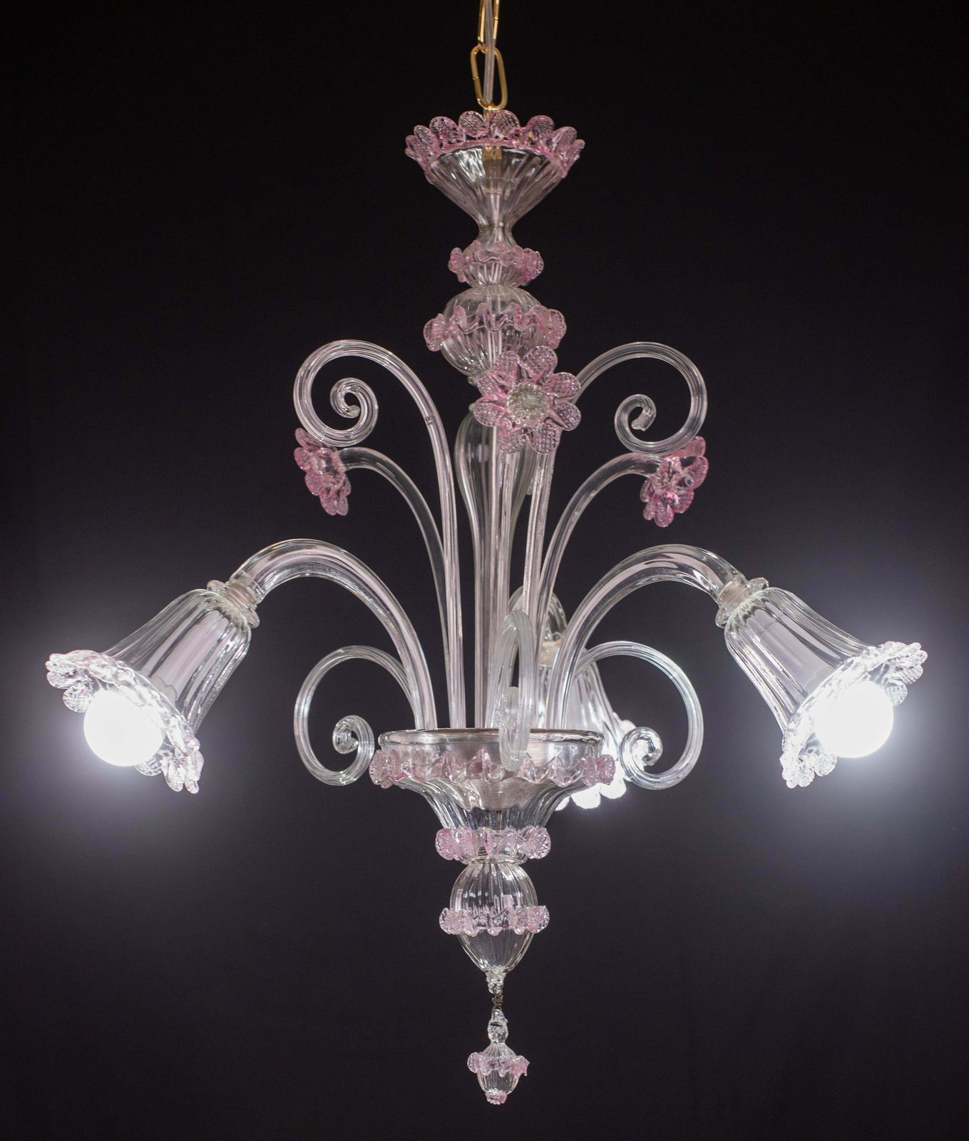 Lovely Venetian Chandelier, Pink Murano Glass, 1950s photo Lighting