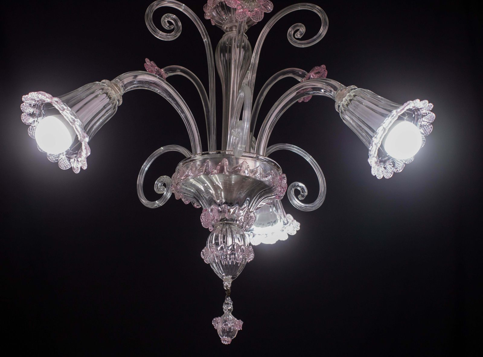 Lovely Venetian Chandelier, Pink Murano Glass, 1950s photo vintage