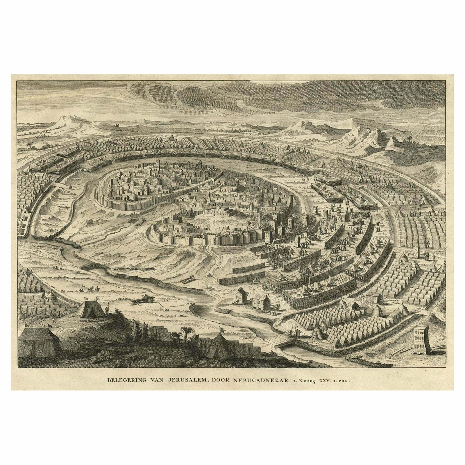 Spectacular View Of The Siege Of Jerusalem By King Nebuchadnezzar, Ca.1730