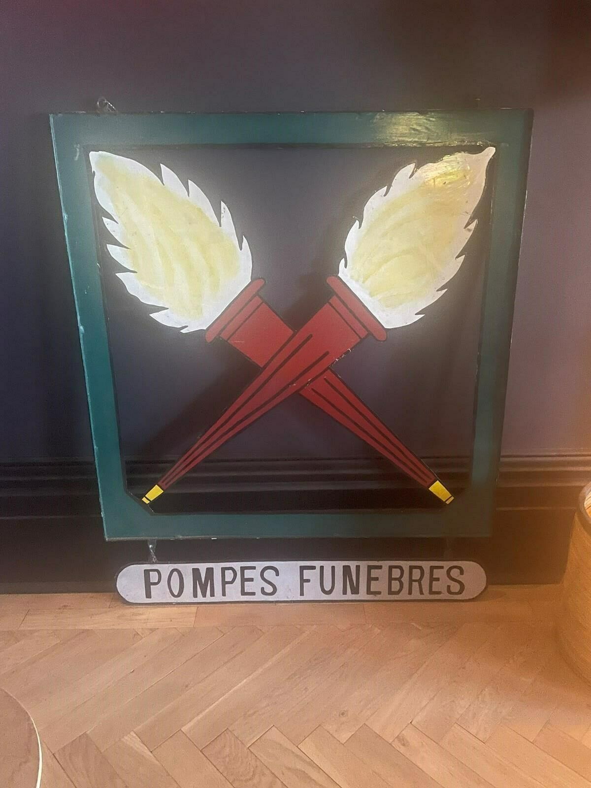 Huge Double Sided French Funeral Parlour Sign