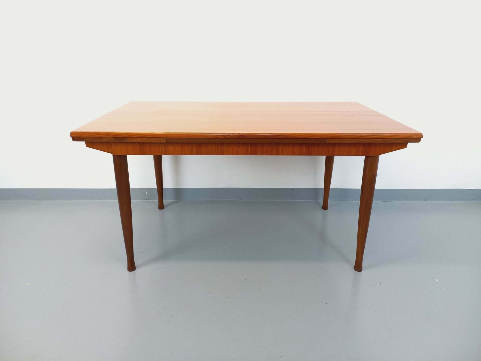 Scandinavian Rectangular Table With Round Teak Legs photo for sale