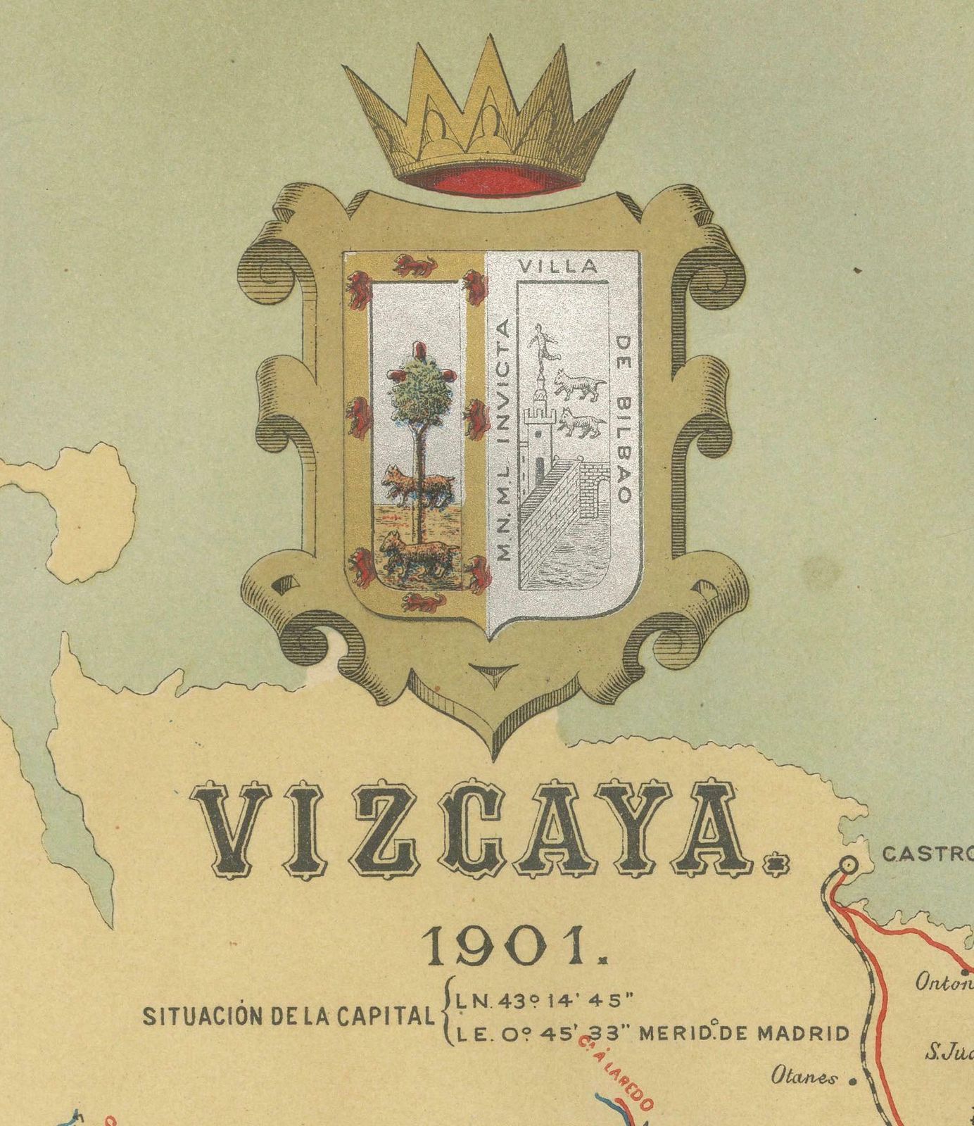 Cartographic Heritage: The 1901 Map Of The Vizcaya Province In Spain photo 349.0
