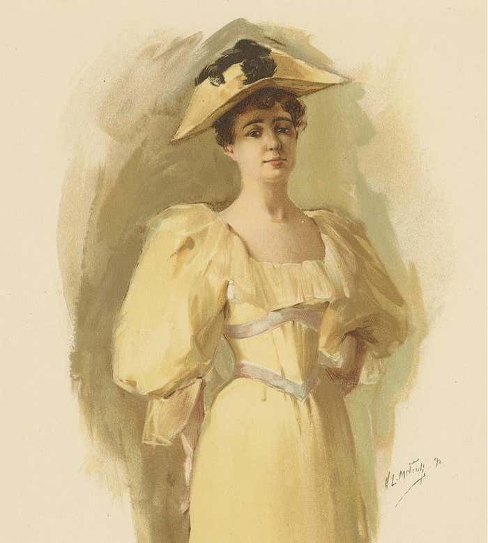Antique Print Of A Woman Made After W.L. Metcalf, Circa 1893 photo for sale