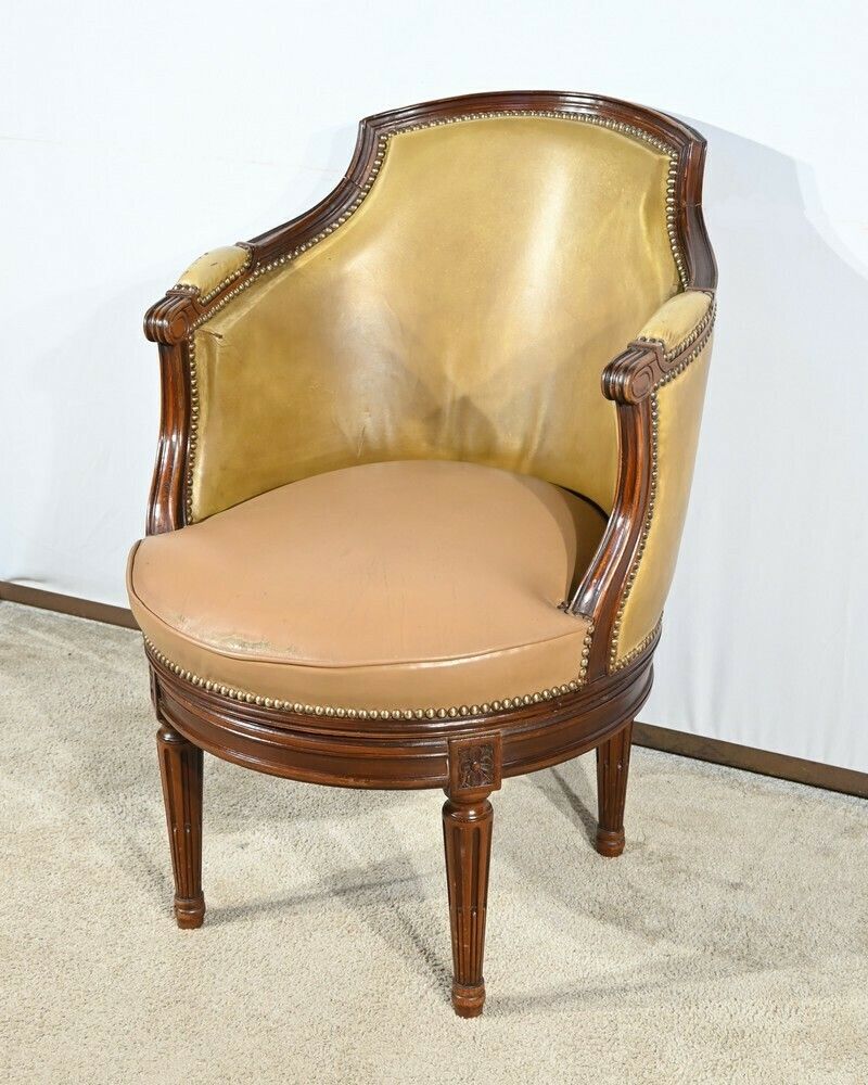 Beech Swivel Office Armchair, Louis XVI Style – Late 19th Century photo for sale