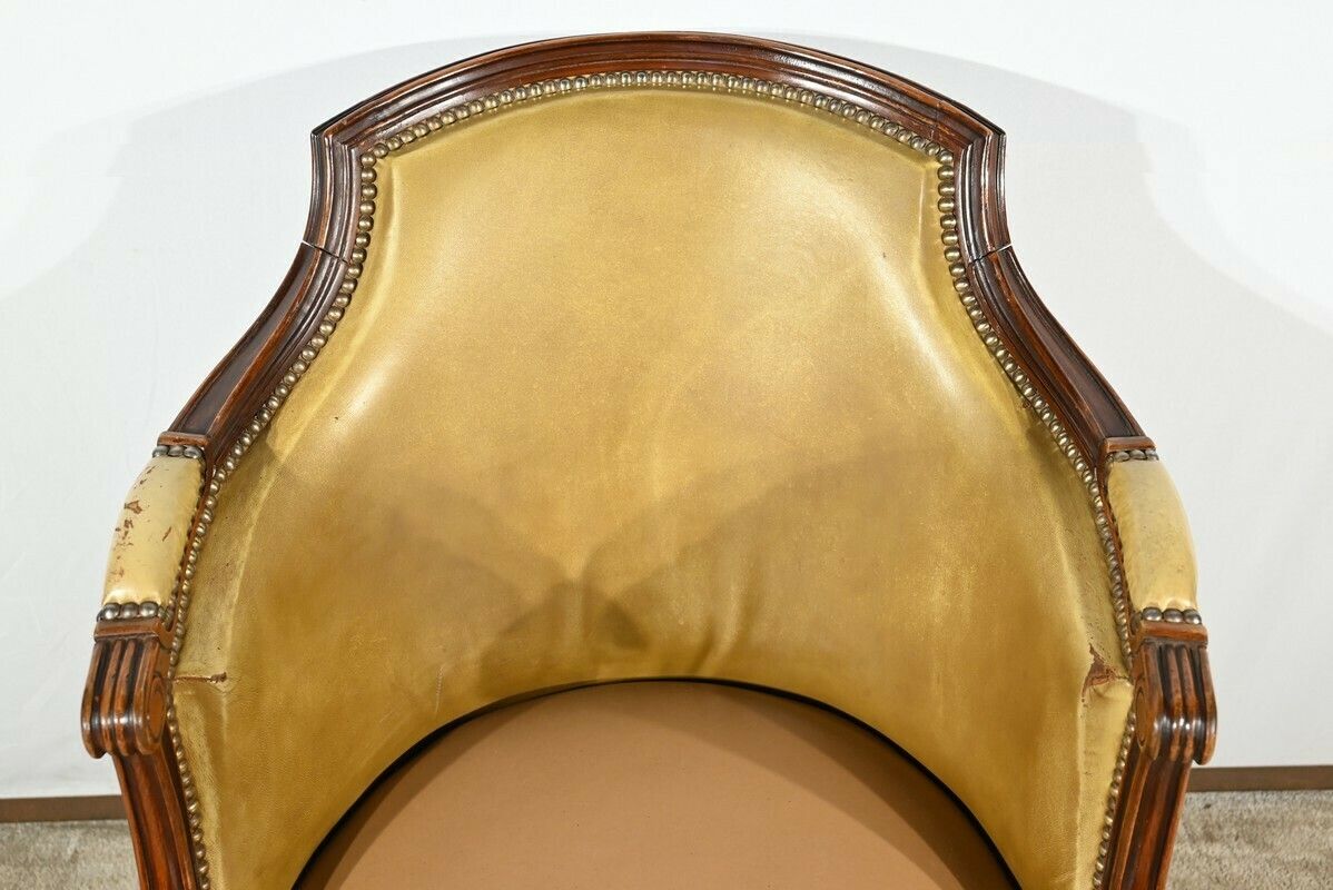 Furniture Beech Swivel Office Armchair, Louis XVI Style – Late 19th Century photo