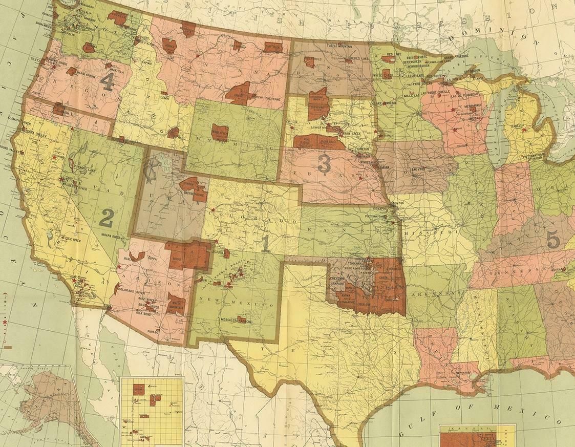 Antique Map Showing The Locations Of Native American Tribes In 1899 photo furniture