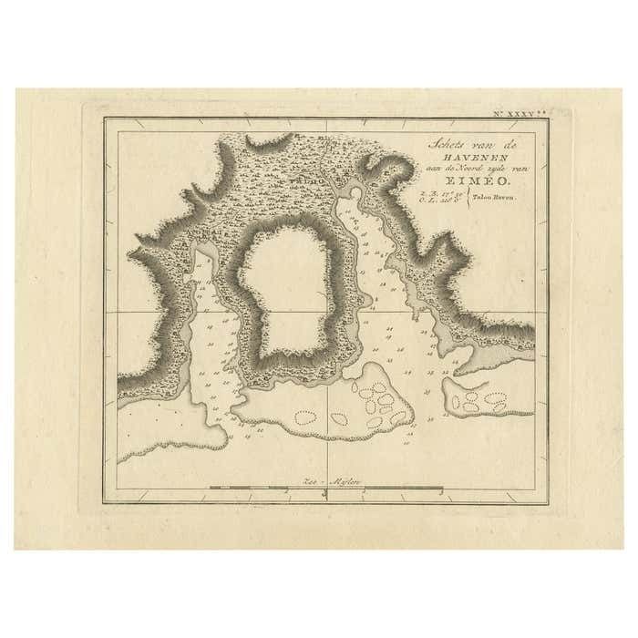 Antique Map Of The Harbour Of Taloo By J. Cook, 1803