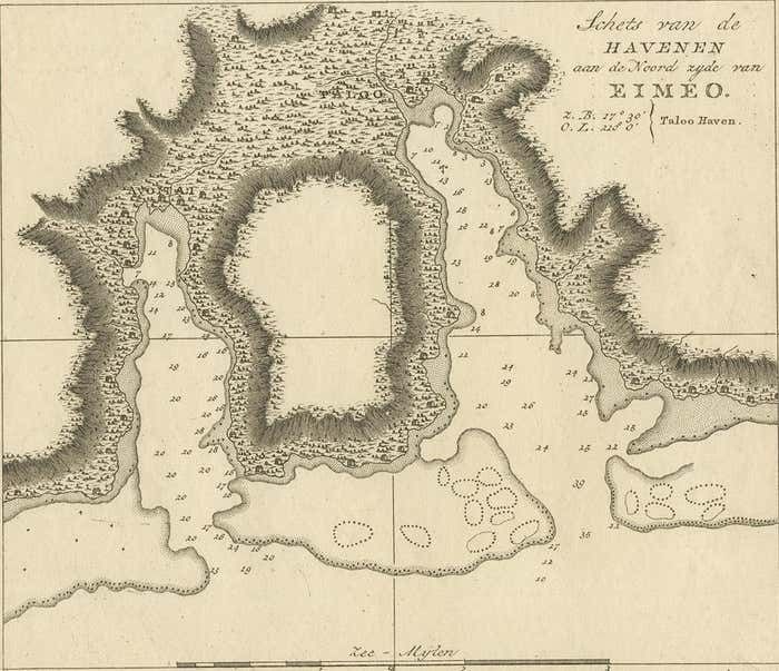 Antique Map Of The Harbour Of Taloo By J. Cook, 1803 photo Art